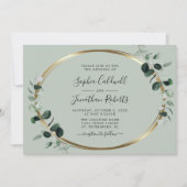 Invitation Tout en un Eucalyptus Gold Sage Mariage horizontal (Devant)