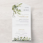 INVITATION TOUT EN UN EUCALYPTUS GREEN GOLD FOLIAGE EAU COULEUR MARIAGE (À l'intérieur)