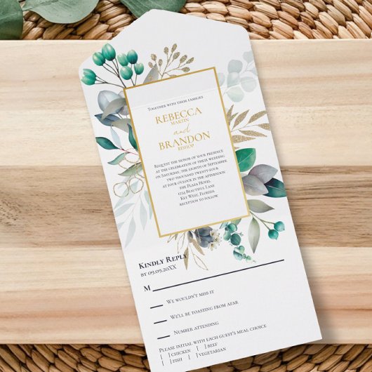 Invitation Tout En Un Eucalyptus Greenery Botanical Garden Wedding