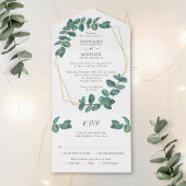 Invitation Tout En Un Eucalyptus Leaf Élégant Mariage géométrique