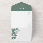 Invitation Tout En Un Eucalyptus moderne Élégant feuillage vert QR Code (Dehors)