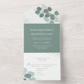 Invitation Tout En Un Eucalyptus moderne Élégant Rustique Feuilles botan (À l'intérieur)