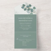 Invitation Tout En Un Eucalyptus moderne Élégant Rustique Feuilles botan (À l'intérieur)