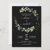 Invitation Tout en un Eucalyptus Noir Russe Mariage (Devant)