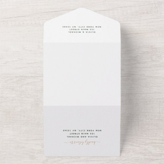 Invitation Tout En Un Eucalyptus Noir Vert Mariage Élégant Moderne (Dehors)