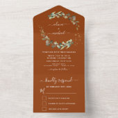 Invitation Tout En Un Eucalyptus Orange Brûlé Mariage Élégant (À l'intérieur)