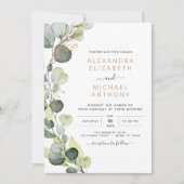 Invitation Tout en un Eucalyptus QR Code Mariage Vert (Devant)