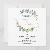 Invitation Tout en un Eucalyptus QR Code Mariage vert (Devant)