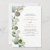 Invitation Tout en un Eucalyptus QR Code Mariage Vert (Devant)