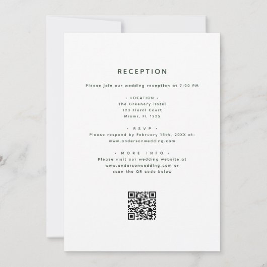 Invitation Tout en un Eucalyptus QR Code Mariage Vert (Dos)