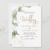 Invitation Tout en un Eucalyptus QR Code Mariage Vert (Devant)