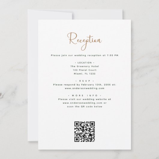 Invitation Tout en un Eucalyptus QR Code Mariage Vert (Dos)