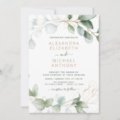 Invitation Tout en un Eucalyptus QR Code Mariage Vert (Devant)