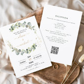 Invitation Tout en un Eucalyptus QR Code Mariage vert