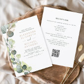Invitation Tout en un Eucalyptus QR Code Mariage Vert