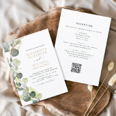 Invitation Tout en un Eucalyptus QR Code Mariage Vert
