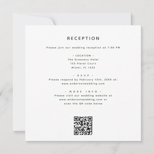 Invitation Tout en un Eucalyptus QR Code Mariage Vert (Dos)