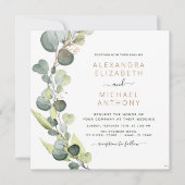 Invitation Tout en un Eucalyptus QR Code Mariage Vert (Devant)