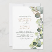 Invitation Tout en un Eucalyptus QR Code Mariage Vert (Devant)