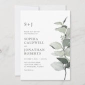 Invitation Tout en un Eucalyptus QR Code RSVP Sage Mariage (Devant)