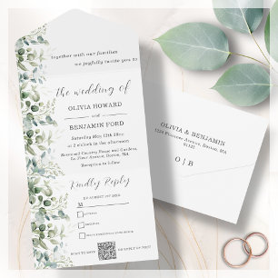 Invitation Tout En Un Eucalyptus QR Code Tout en un