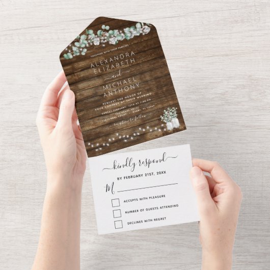 Invitation Tout En Un Eucalyptus Russe Mariage Éclairage Tout En Un (Déchirure)