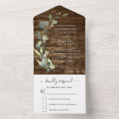 Invitation Tout En Un Eucalyptus Rustic Mariage de bois (À l'intérieur)