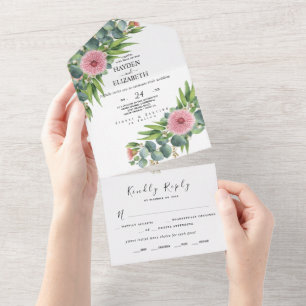 Invitation Tout En Un Eucalyptus Rustic Tout en un mariage Inviter du ma