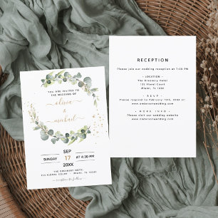 Invitation Tout en un Eucalyptus Rustique Mariage botanique