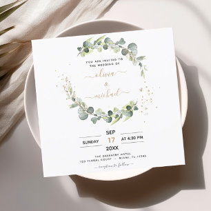 Invitation Tout en un Eucalyptus Rustique Mariage botanique