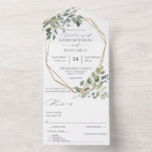 Invitation Tout En Un Eucalyptus rustique & Mariage de trame or (À l'intérieur)