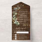 Invitation Tout En Un Eucalyptus rustique Pays Bois Mariage RSVP (À l'intérieur)