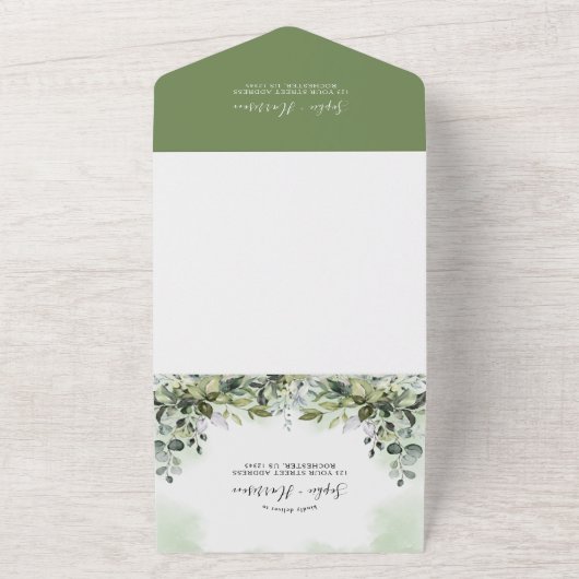 Invitation Tout En Un Eucalyptus Rustique Verdure Mariage Succulent Tout (Dehors)