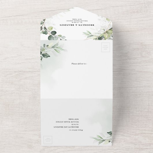 Invitation Tout En Un Eucalyptus Sage Verdure Mariage géométrique modern (Dehors)