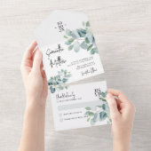 Invitation Tout En Un Eucalyptus Sage Vert printemps Mariage d'été (Déchirure)