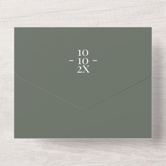 Invitation Tout En Un Eucalyptus Sage Vert printemps Mariage d'été (Verso)