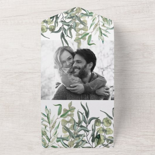 Invitation Tout En Un Eucalyptus Sispy Verdure Mariage minimal (Dehors)