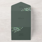 Invitation Tout En Un Eucalyptus verdoyant en écriture blanche mariage (Dehors)