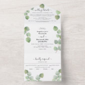 Invitation Tout En Un Eucalyptus Verdure & Mariage classique Or (À l'intérieur)