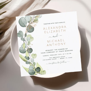 Invitation Tout en un Eucalyptus Verdure Mariage rustique