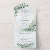 Invitation Tout En Un Eucalyptus Verdure Or tout en un mariage Inviter (À l'intérieur)