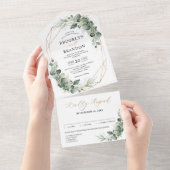 Invitation Tout En Un Eucalyptus Verdure Rustique Mariage géométrique (Déchirure)