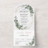 Invitation Tout En Un Eucalyptus Verdure Rustique Mariage géométrique (À l'intérieur)