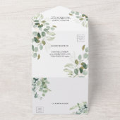 Invitation Tout En Un Eucalyptus Vert d'eau Aquarelle  (Dehors)