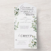 Invitation Tout En Un Eucalyptus Vert d'eau Aquarelle  (À l'intérieur)