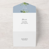 Invitation Tout En Un Eucalyptus Vert Dusty Blue Monogram Mariage (Dehors)