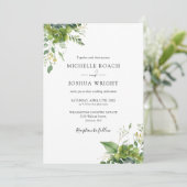 Invitation Tout en un Eucalyptus Vert Élégant Mariage (Debout devant)