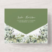 Invitation Tout En Un Eucalyptus vert et or Mariage géométrique rustique (Verso)