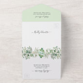 Invitation Tout En Un Eucalyptus vert Foliage photo Mariage (Dehors)