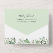 Invitation Tout En Un Eucalyptus vert Foliage photo Mariage (Verso)